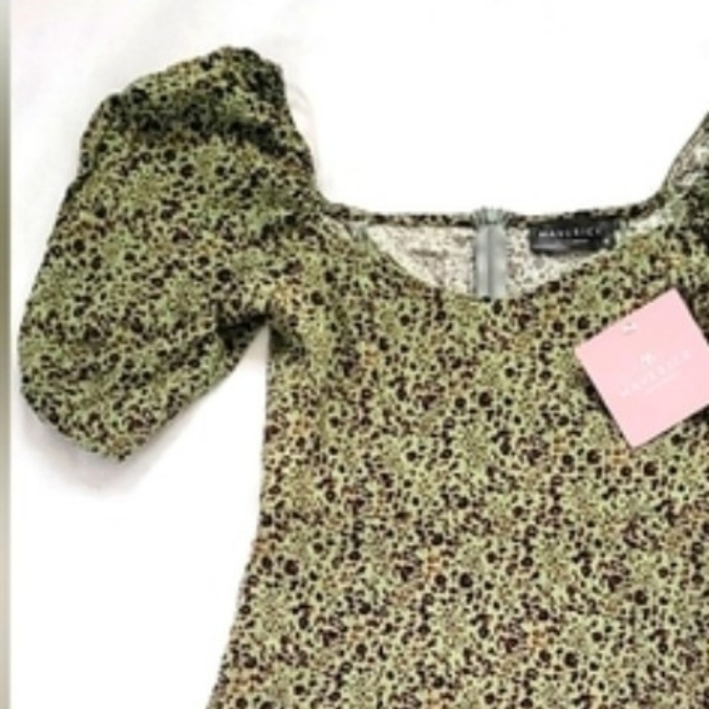 NWT! Posh Spring Boho Animal Print Puff Sleeve Babydoll Womens Mini Dress Small - Picture 13 of 14